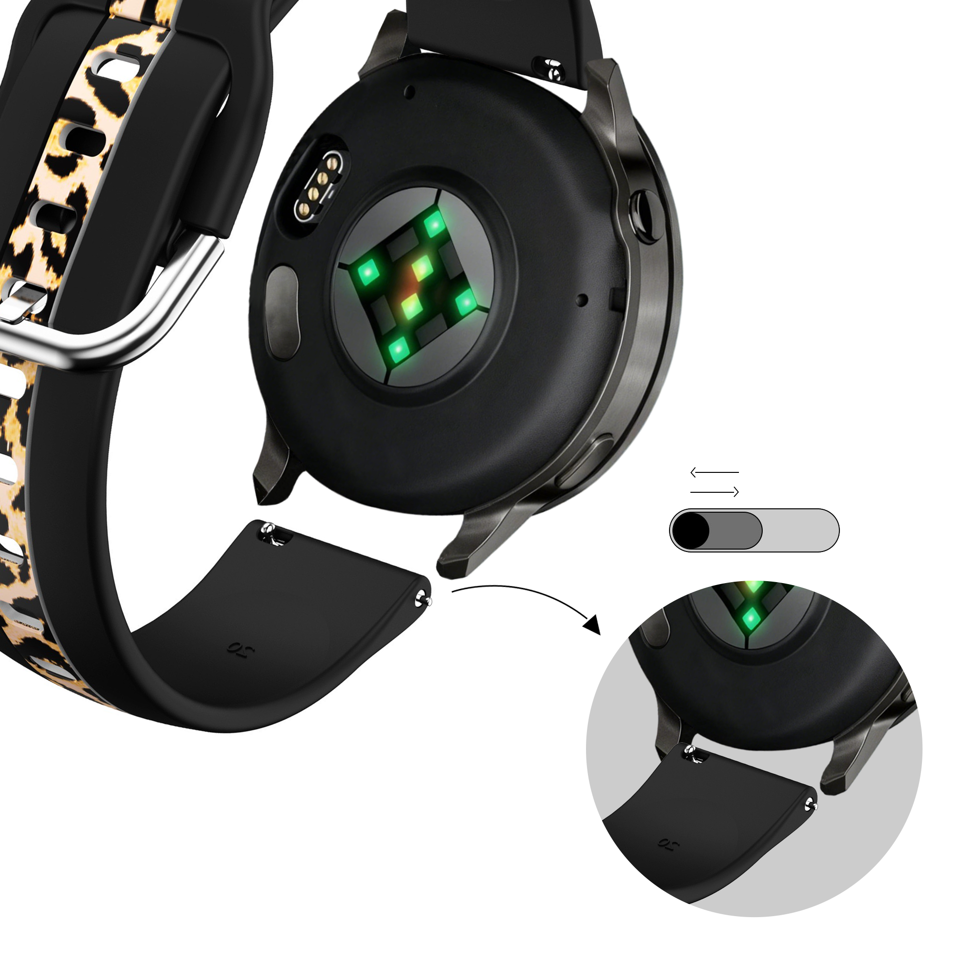 Bandz Gard Pro Health Smartwatch 3 - 41mm Dual Leopard Strap (Black)