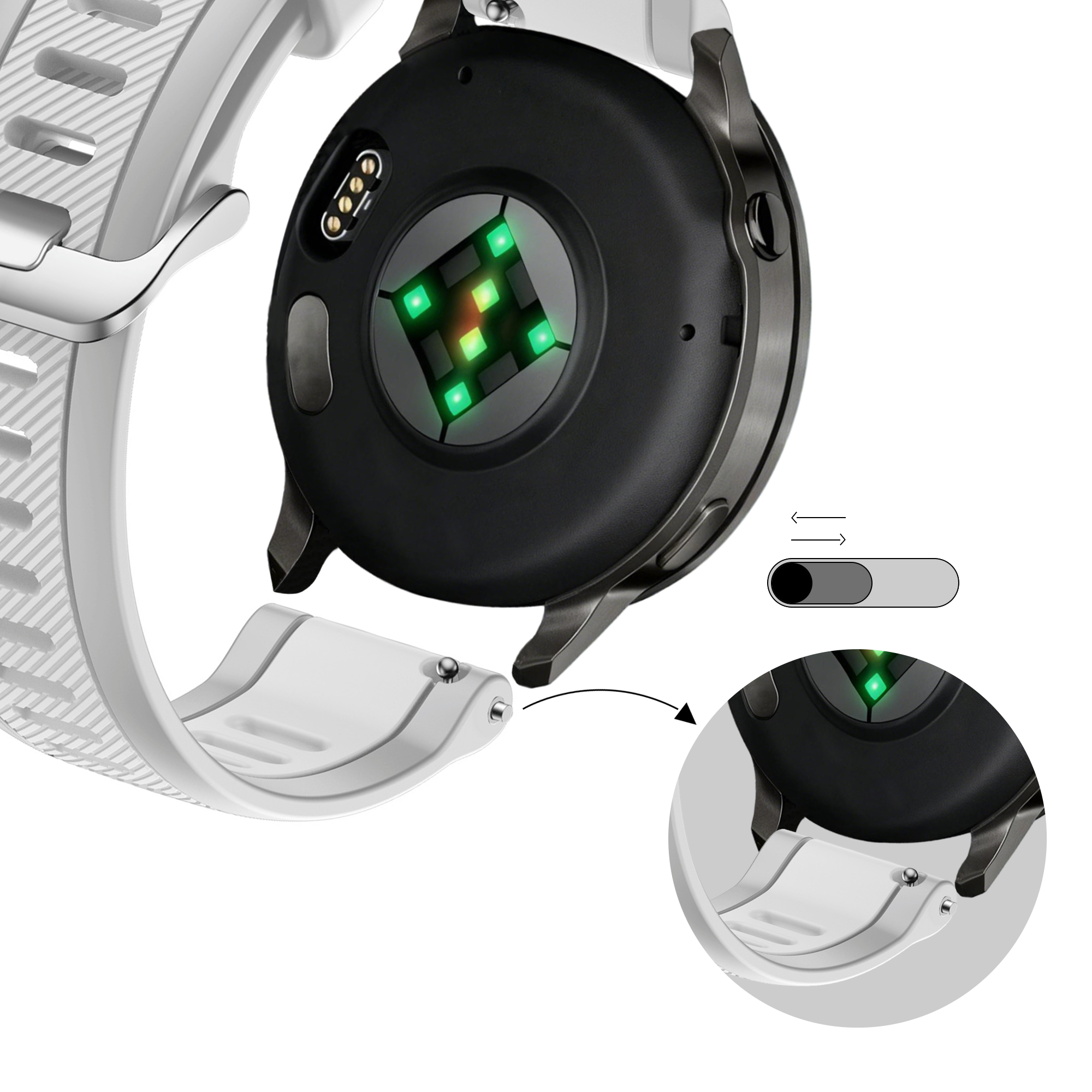 Bandz Garmin Vivoactive 3 Dual Buckled Sport Strap (Grey)