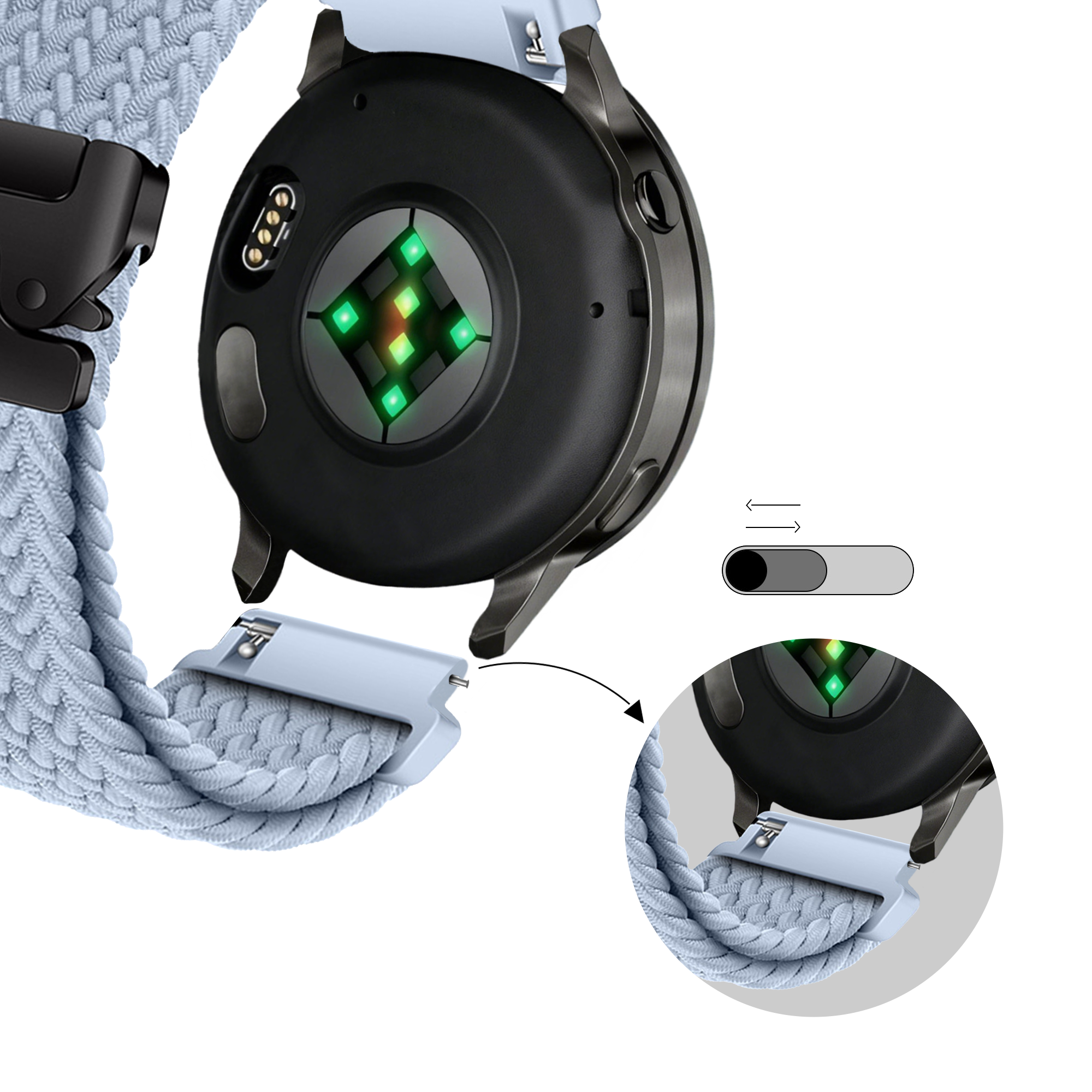 Bandz Garmin Vivoactive 3 Geflochtenes Armband 'Parachute' (Hellblau)