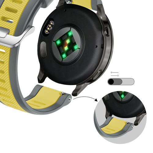 Bandz Garmin Vivoactive 3 Dual Buckled Sport Strap (Grey/Yellow)