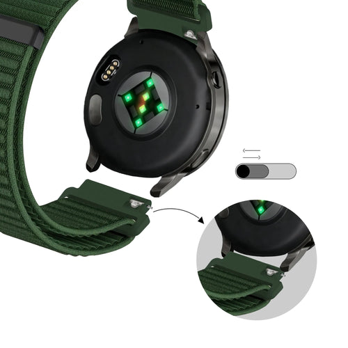 Bandz Garmin Forerunner 570 - 47mm Nylon Strap 'Wave' (Dark Green)