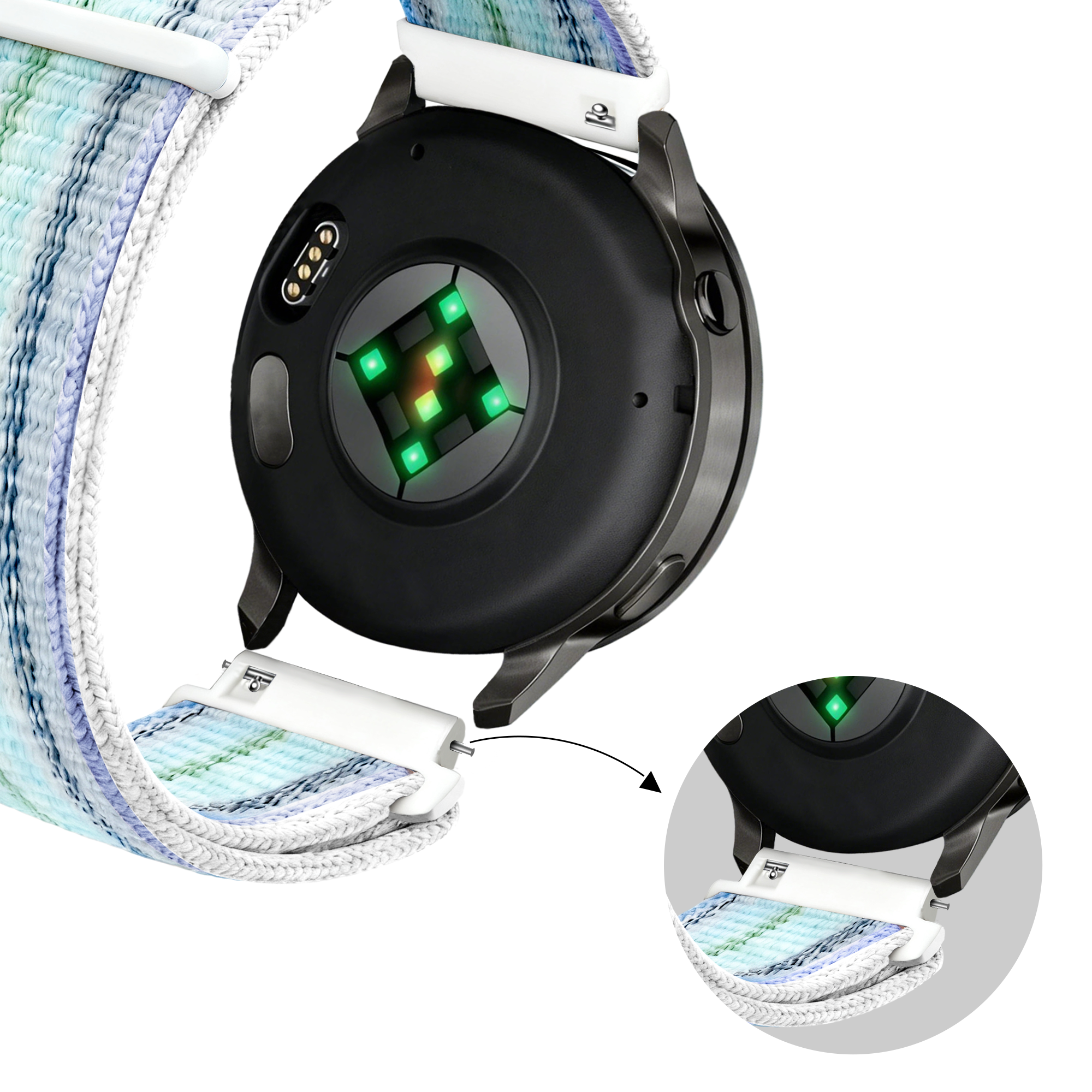 Bandz Garmin Vivomove 3s Nylon Loop Armband (Blau Streifen)