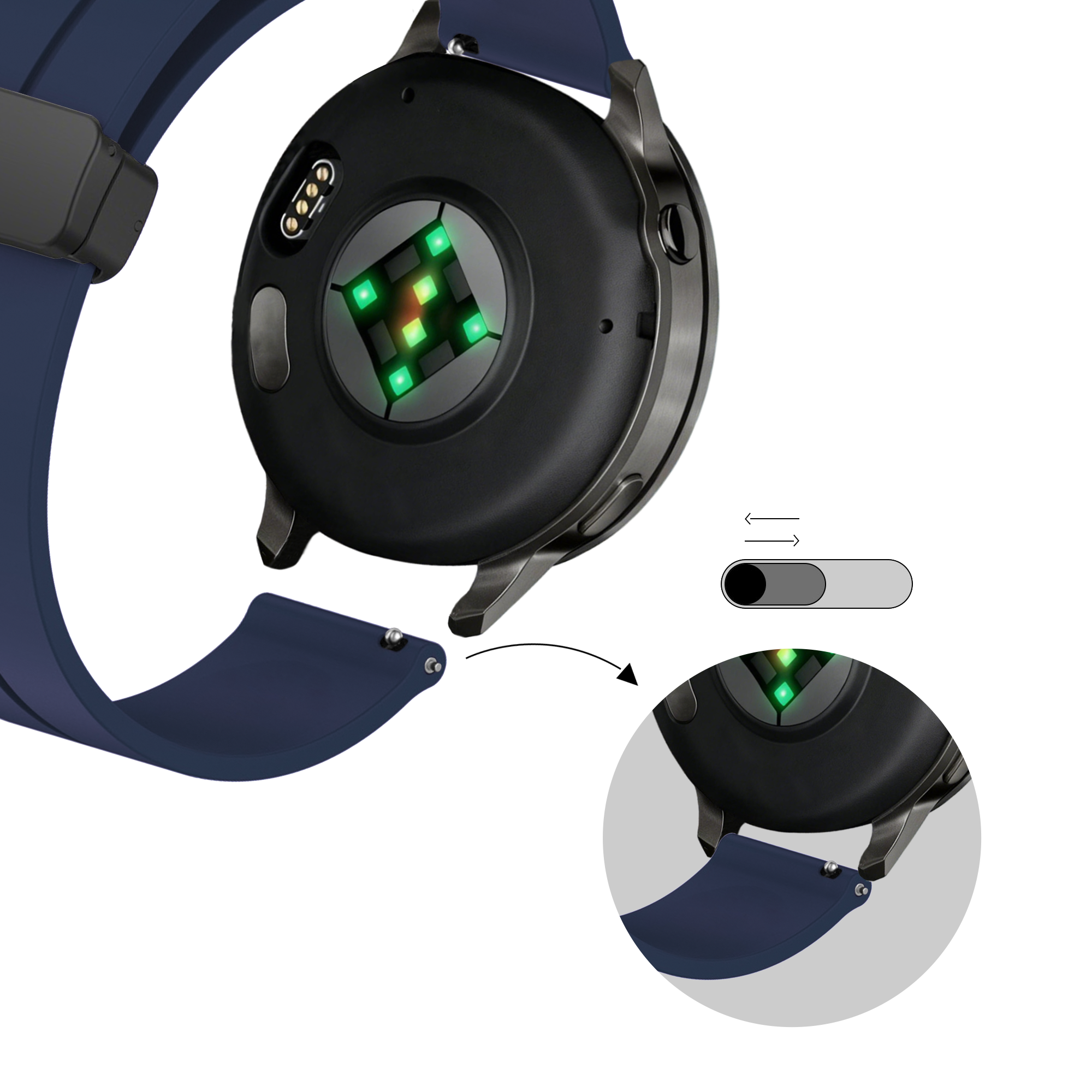 Bandz Garmin Approach J1 D-Buckle Silicone Strap (Dark Blue)