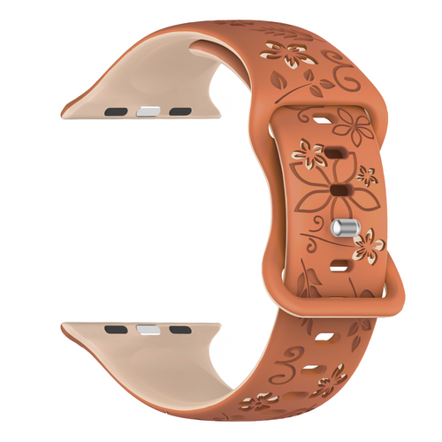 Apple Watch Flower Silikonarmband (Beige/Braun)