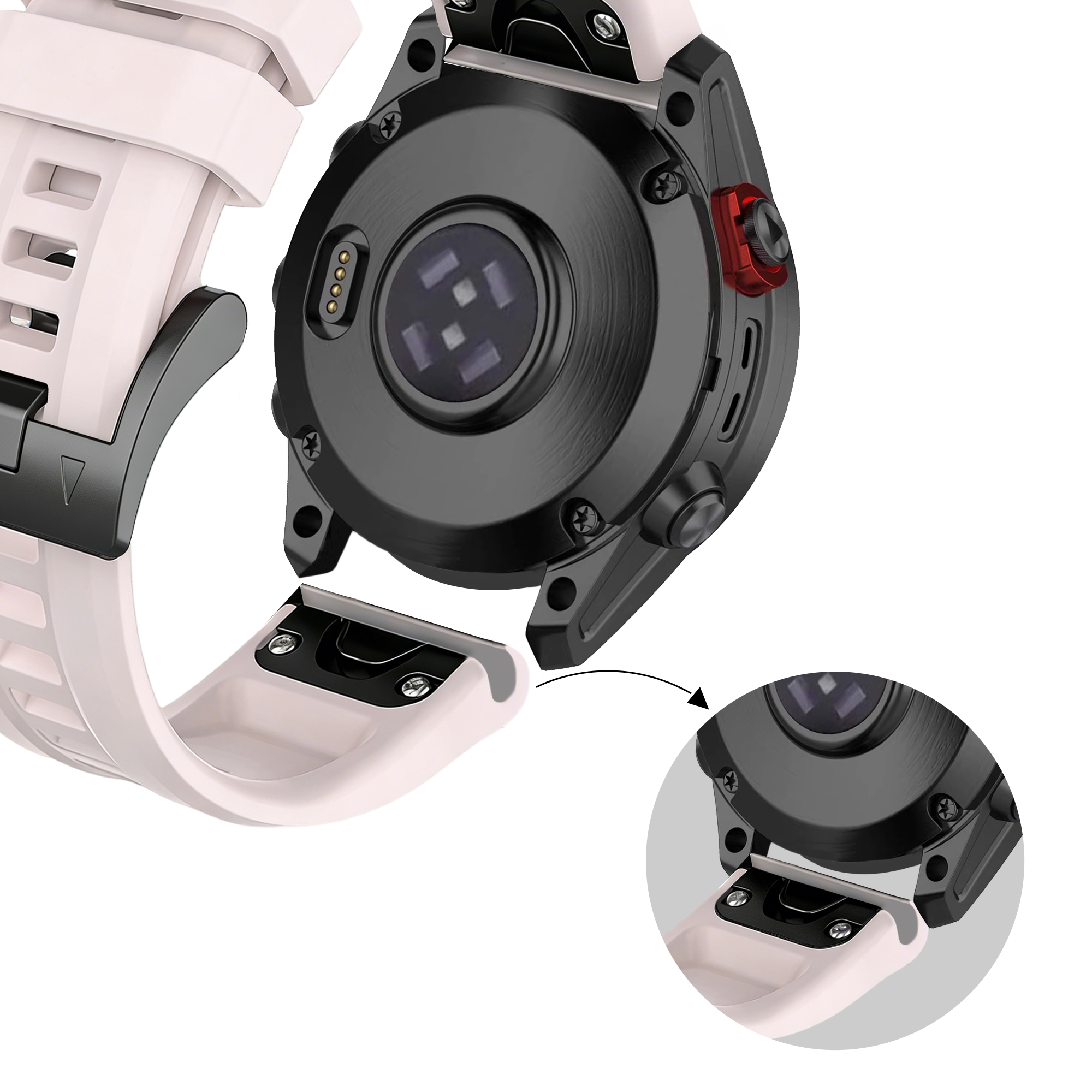 Bandz Garmin Descent Mk2S Silikonarmband 'Classic' (Hell Rosa)