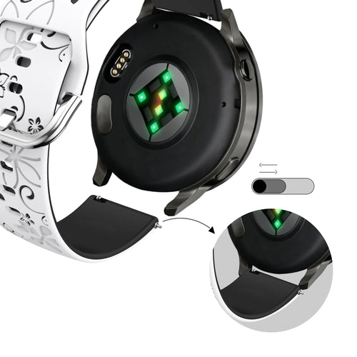 Bandz Garmin Forerunner 265s Silicone Strap 'Flowers' (White/Black)