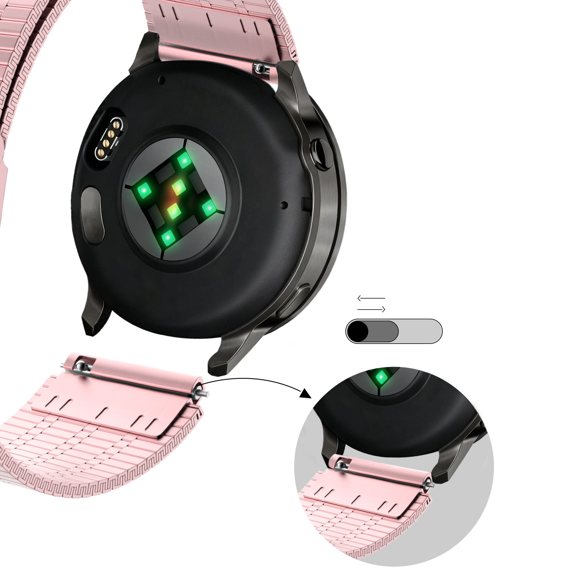 Bandz Garmin Bounce 2 Verstellbares Stahlarmband (Rosa Sand)