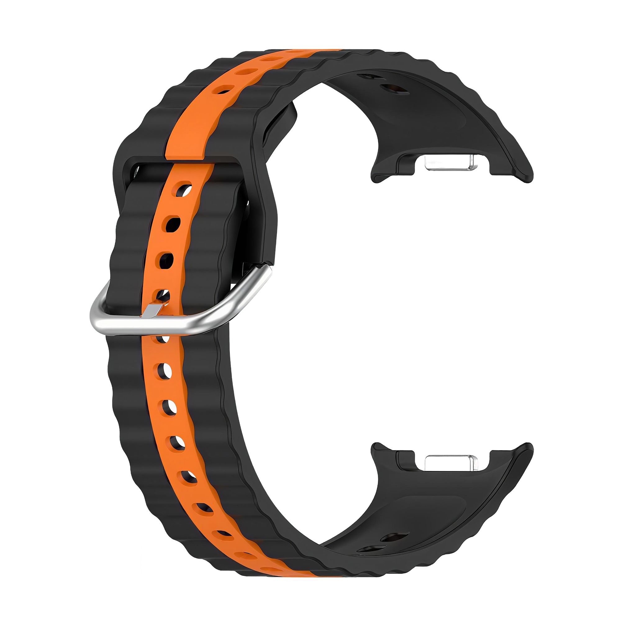 Samsung Galaxy Watch 8 - 44mm Duo Sportarmband (Schwarz/Orange)