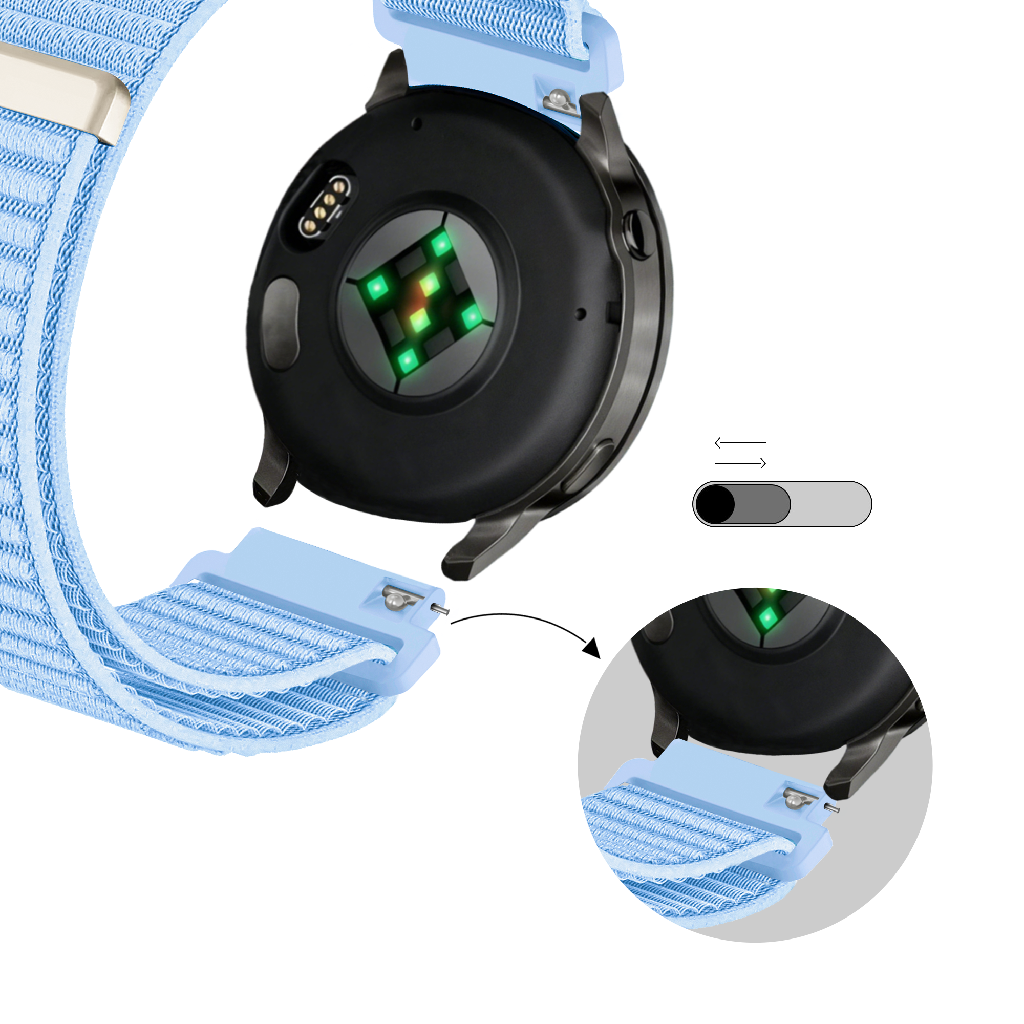 Bandz Garmin Approach S12 Nylonarmband 'Wave' (Hellblau)