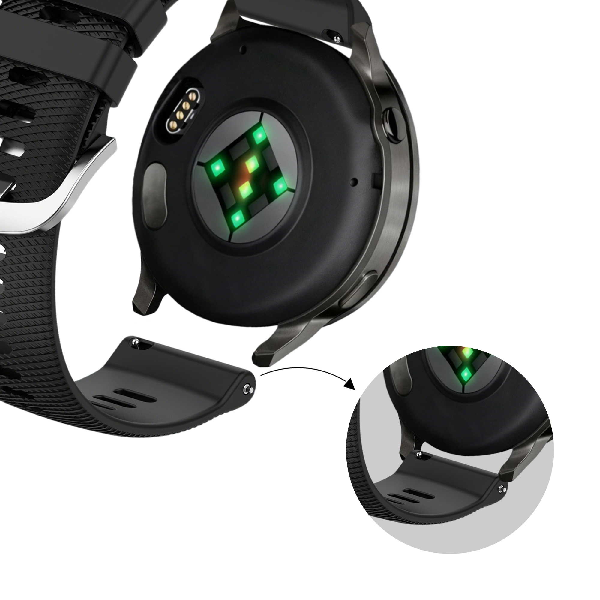 Bandz Garmin Forerunner 265s Silikonarmband 'Deluxe' (Schwarz)