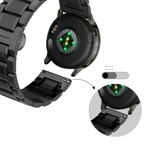 Bandz Garmin Vivomove Style Steel Link Strap 'Deluxe' (Black)