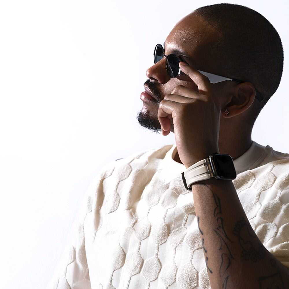 BALR. Apple Watch Ultra Liquid Silicone Strap (Beige/Silver)