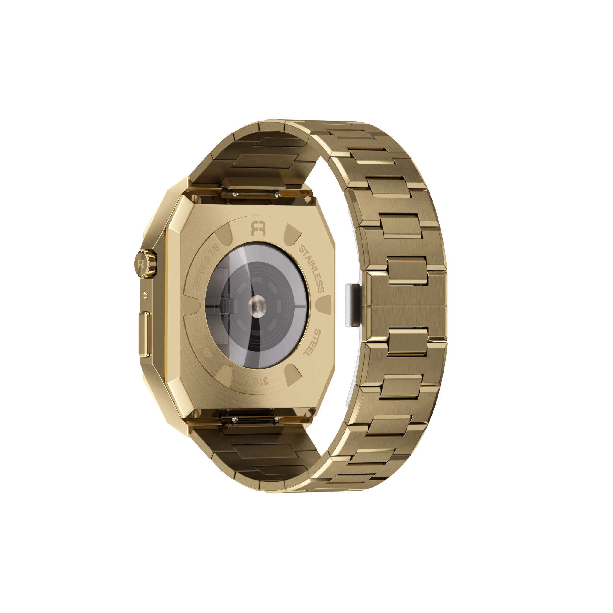 Reqior Apple Watch 45mm Hülle mit integriertem Stahlarmband 'Nautilus' (Gold)