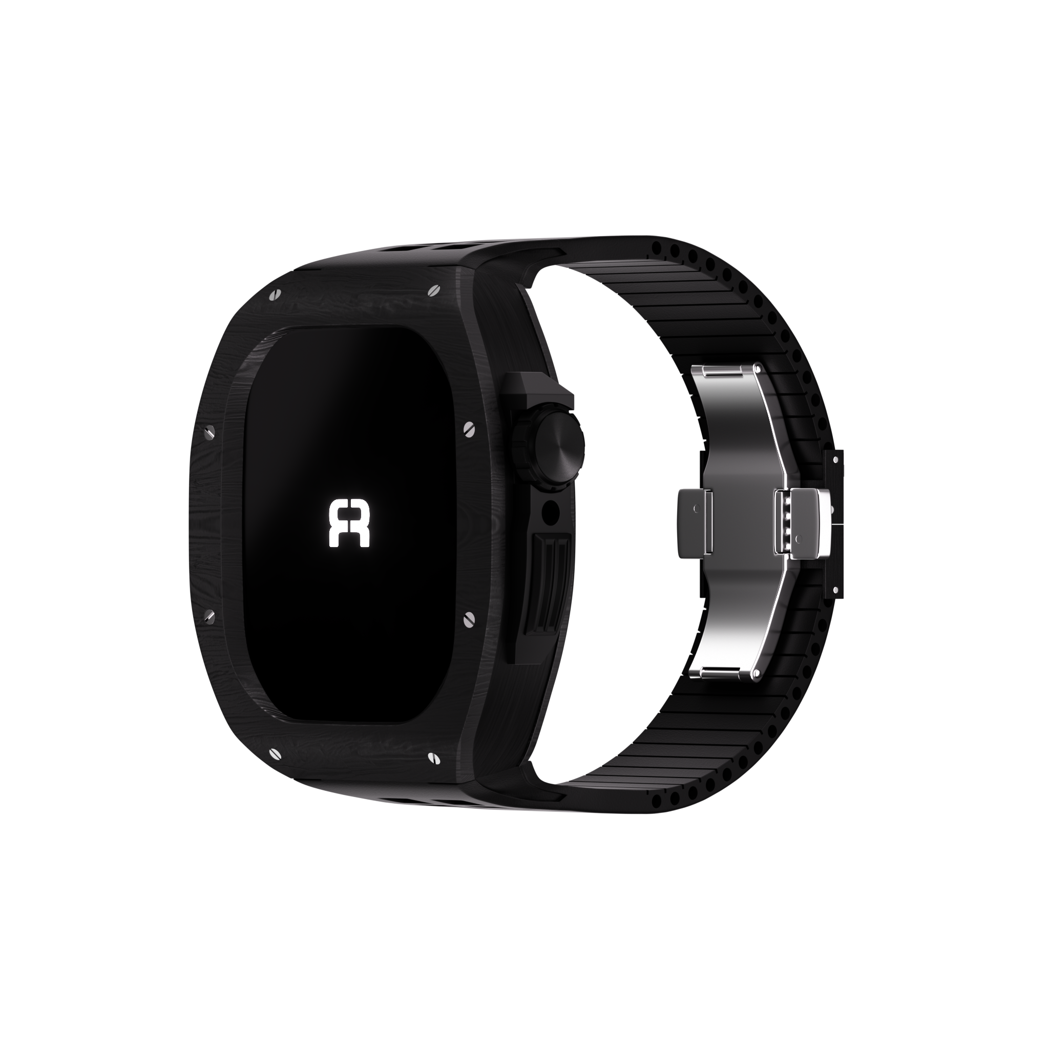 Reqior Apple Watch 45mm Polymer Hülle mit integriertem Gummi-Armband (Ruß)