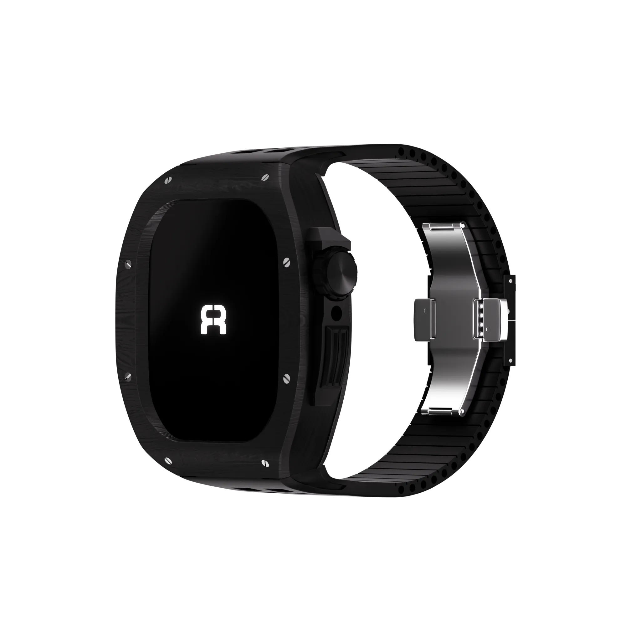 Reqior Apple Watch 45mm Polymer Hülle mit integriertem Gummi-Armband (Ruß)