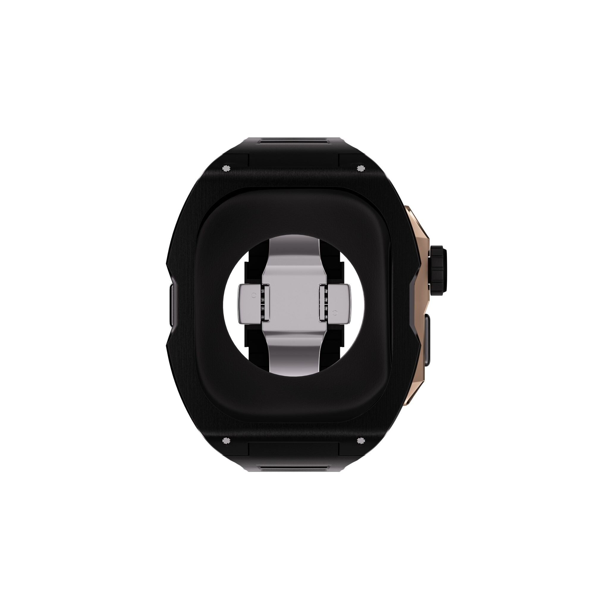Reqior Apple Watch Ultra Hülle mit integriertem Gummi-Armband (Schwarz/Roségold)