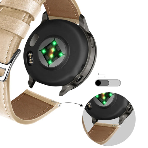 Bandz Garmin Forerunner 265s Leather Strap 'Deluxe' (Milk Tea)