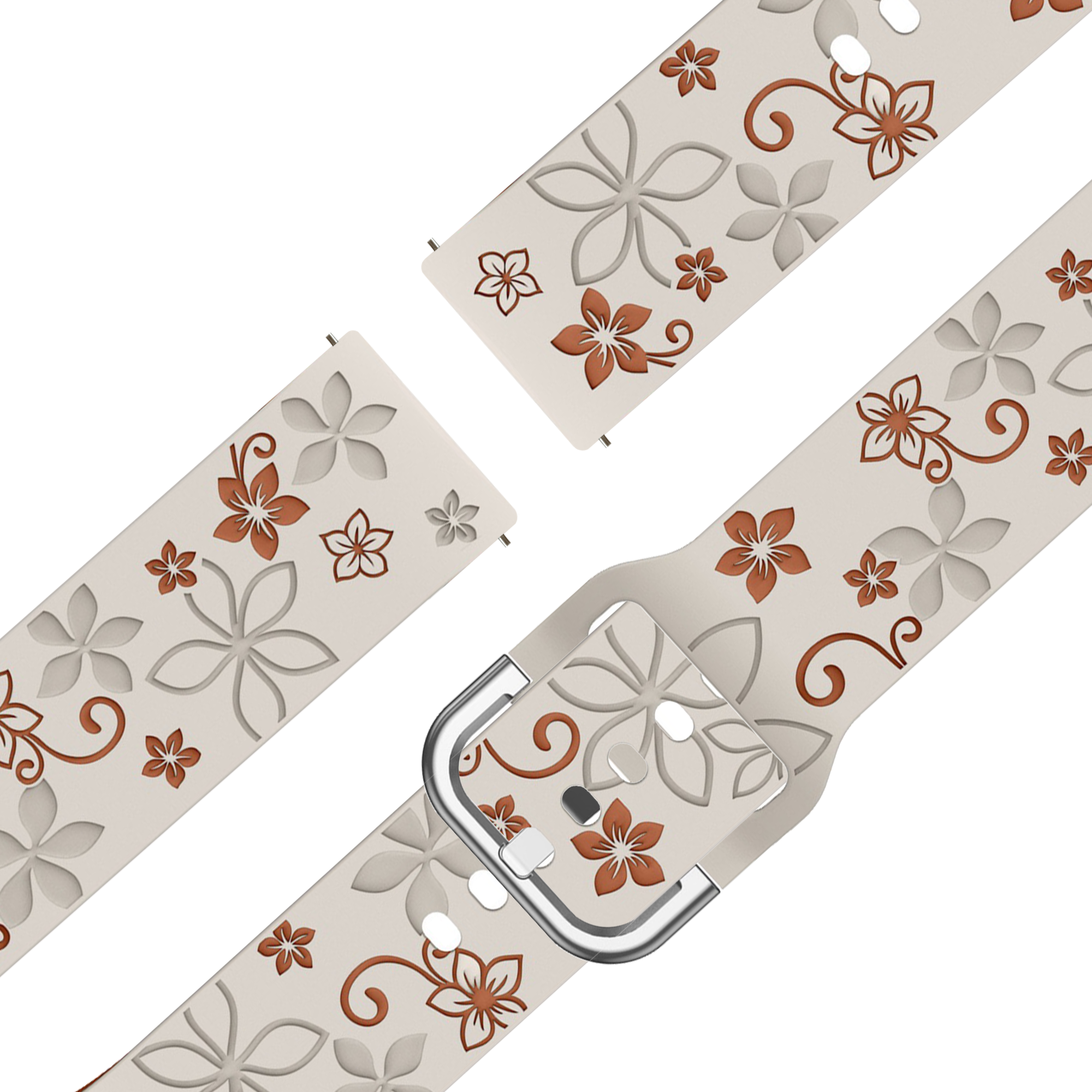 Bandz Garmin Approach S42 Silicone Strap 'Flowers' (Starlight/Brown)