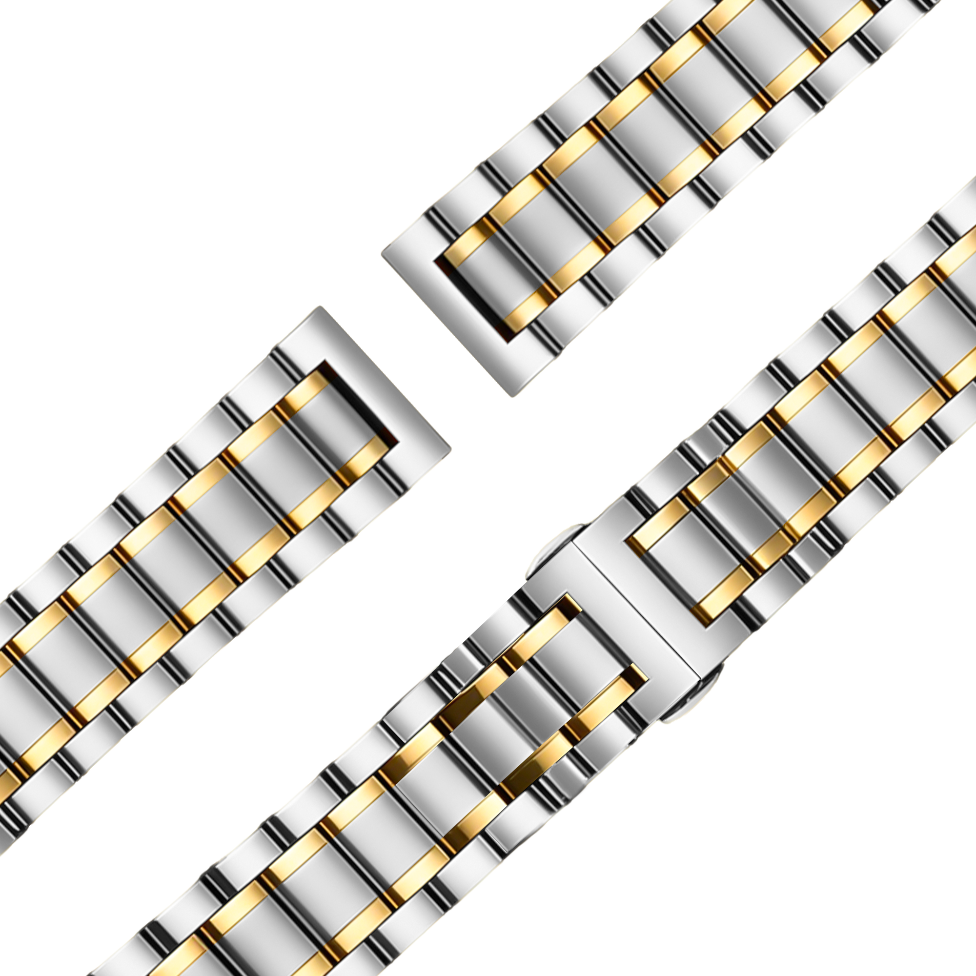Bandz Garmin Forerunner 645 Stahl Gliederarmband 'Deluxe' (Silber/Gold)