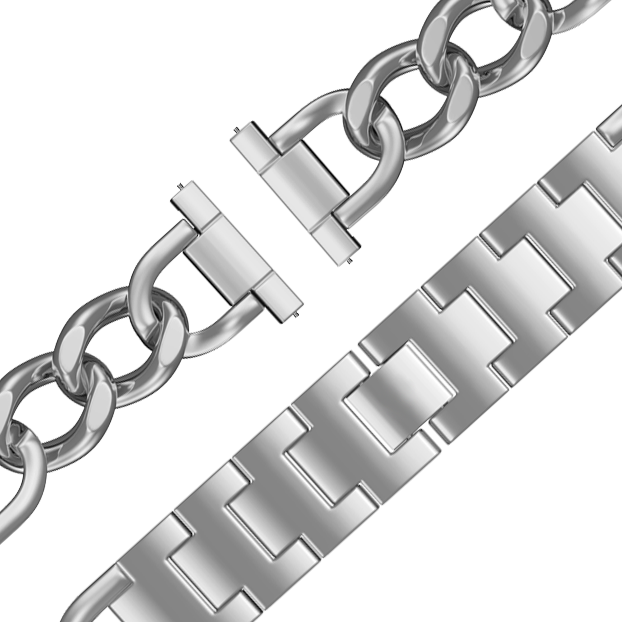 Bandz Garmin Forerunner 570 - 42mm Metallarmband 'Chains' (Silber)