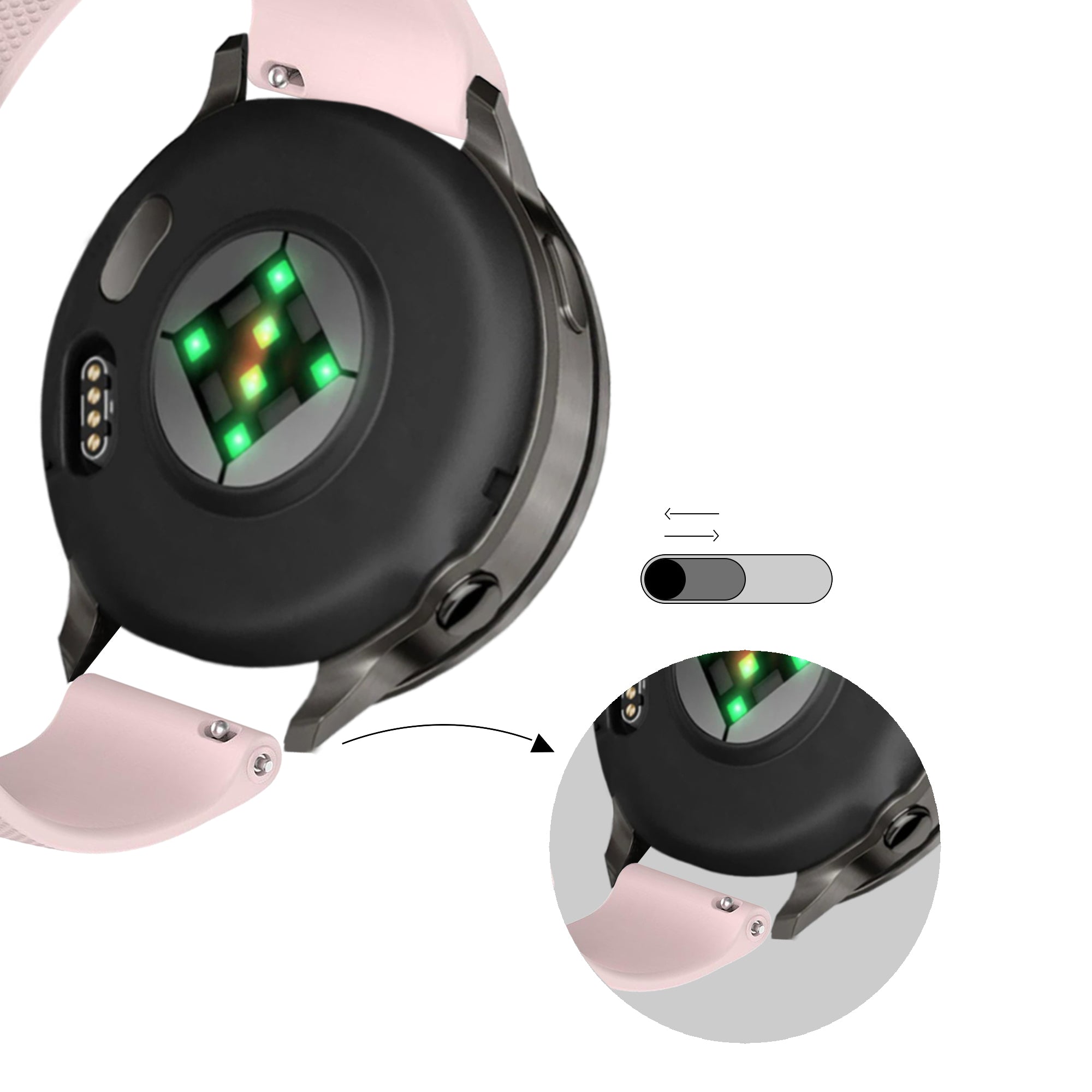 Bandz Garmin Forerunner 570 - 42mm Silikonarmband 'Premium' (Rosa)