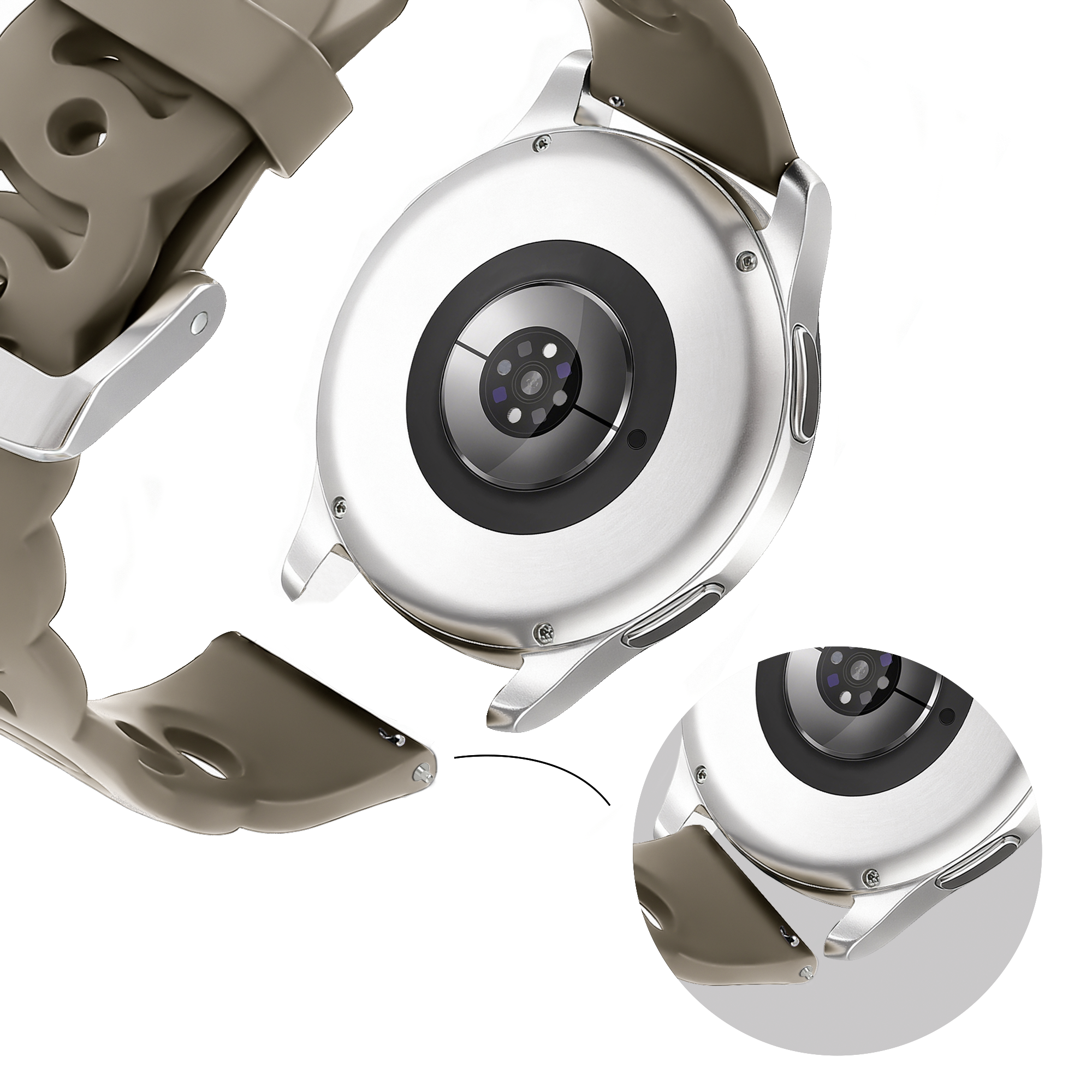 Bandz Samsung Galaxy Watch 6 Classic - 43mm Silikonarmband 'Chains' (Beige-Braun)