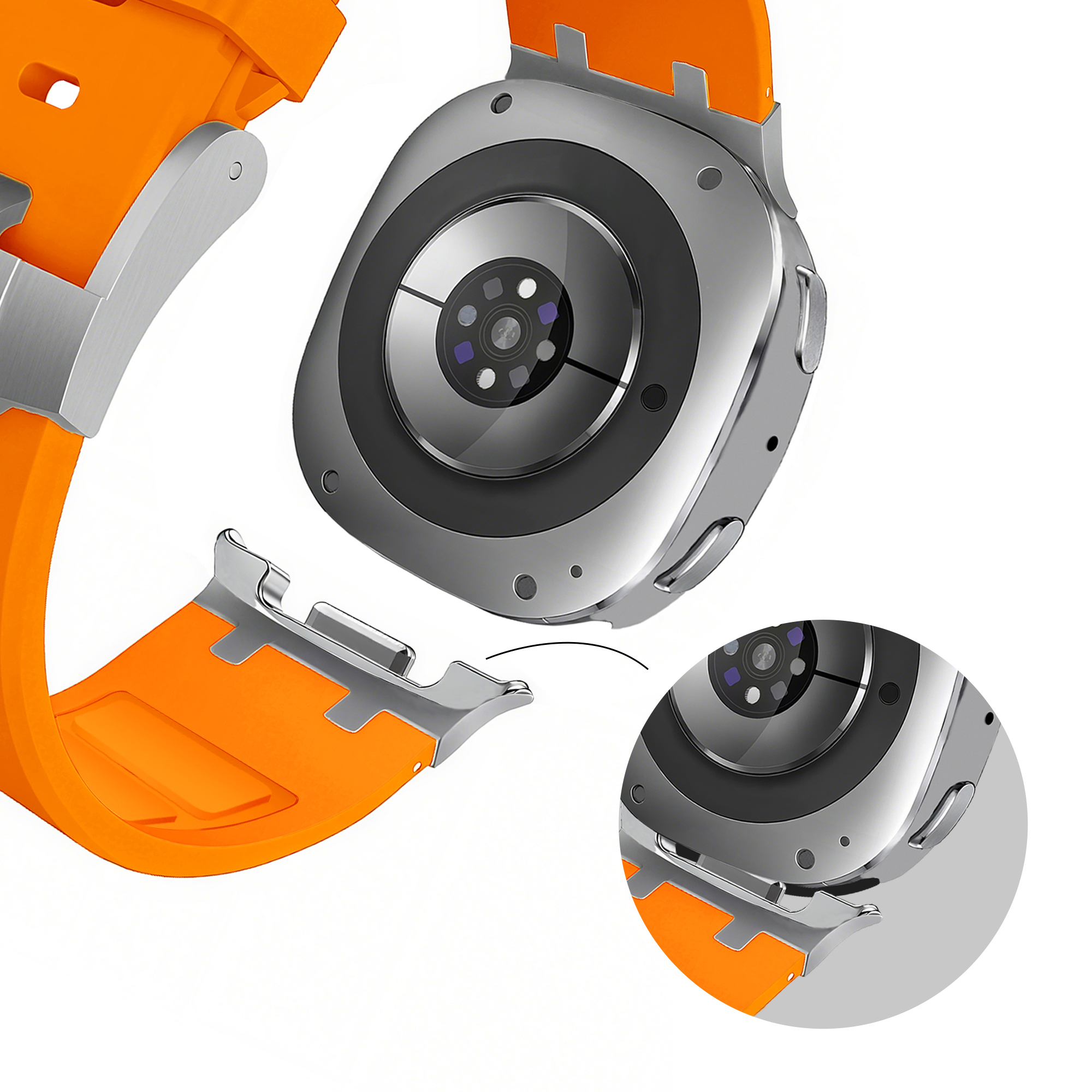 Bandz Samsung Galaxy Watch 8 - 44mm Silicone Strap 'Luxe Liquid' (Orange)