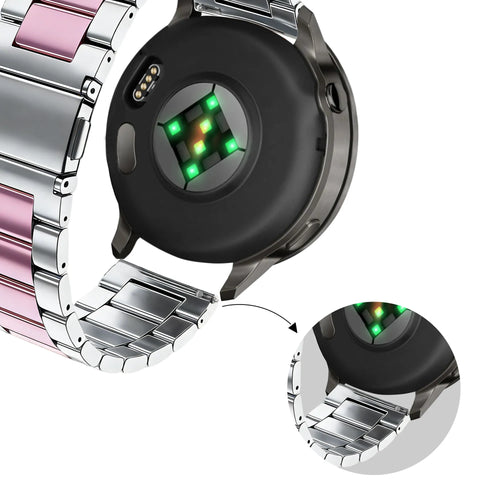 Bandz Garmin Forerunner 265s Steel Strap 'Classic' (Silver/Pink)