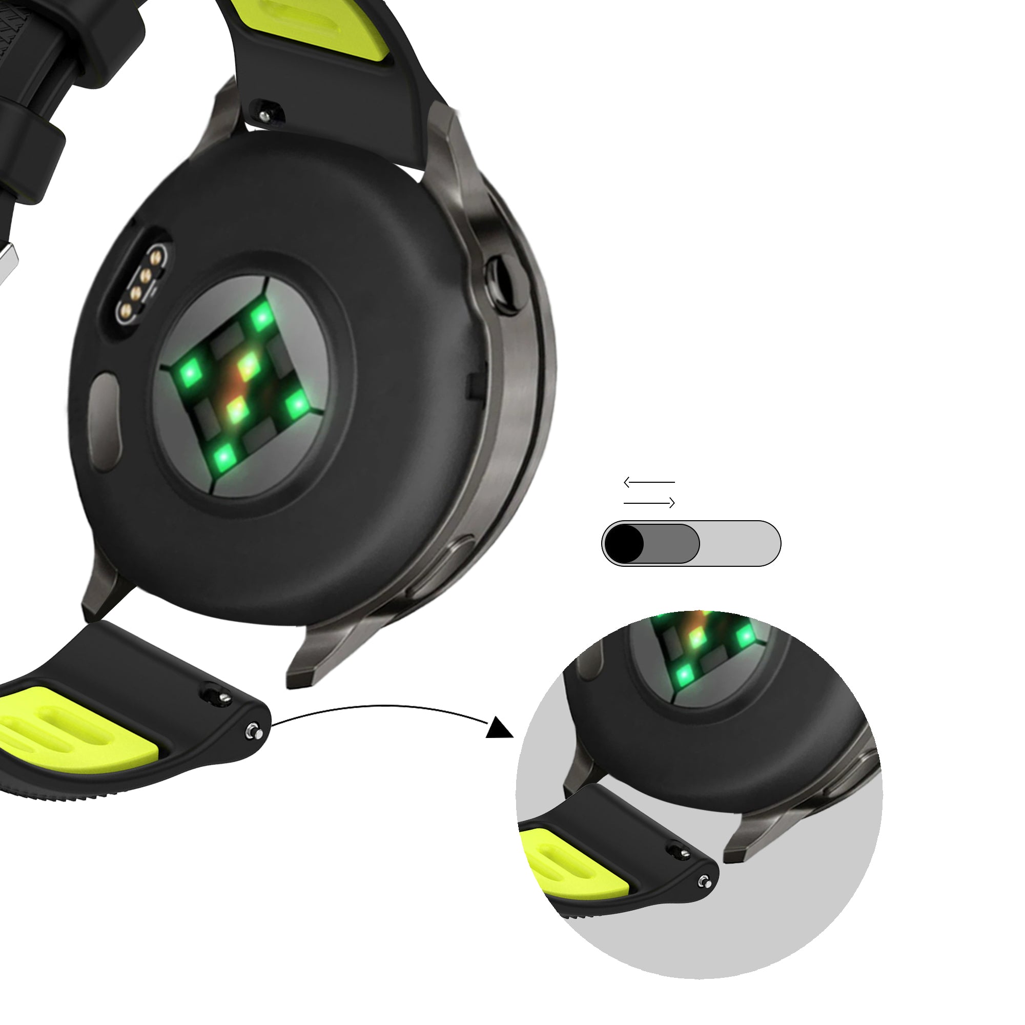 Bandz Garmin Vivomove 3s Sportarmband mit Schnalle (Schwarz/Yellow)