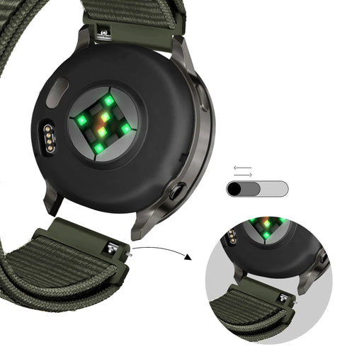 Bandz Garmin 18mm Nylon Loop Strap (Dark Green)