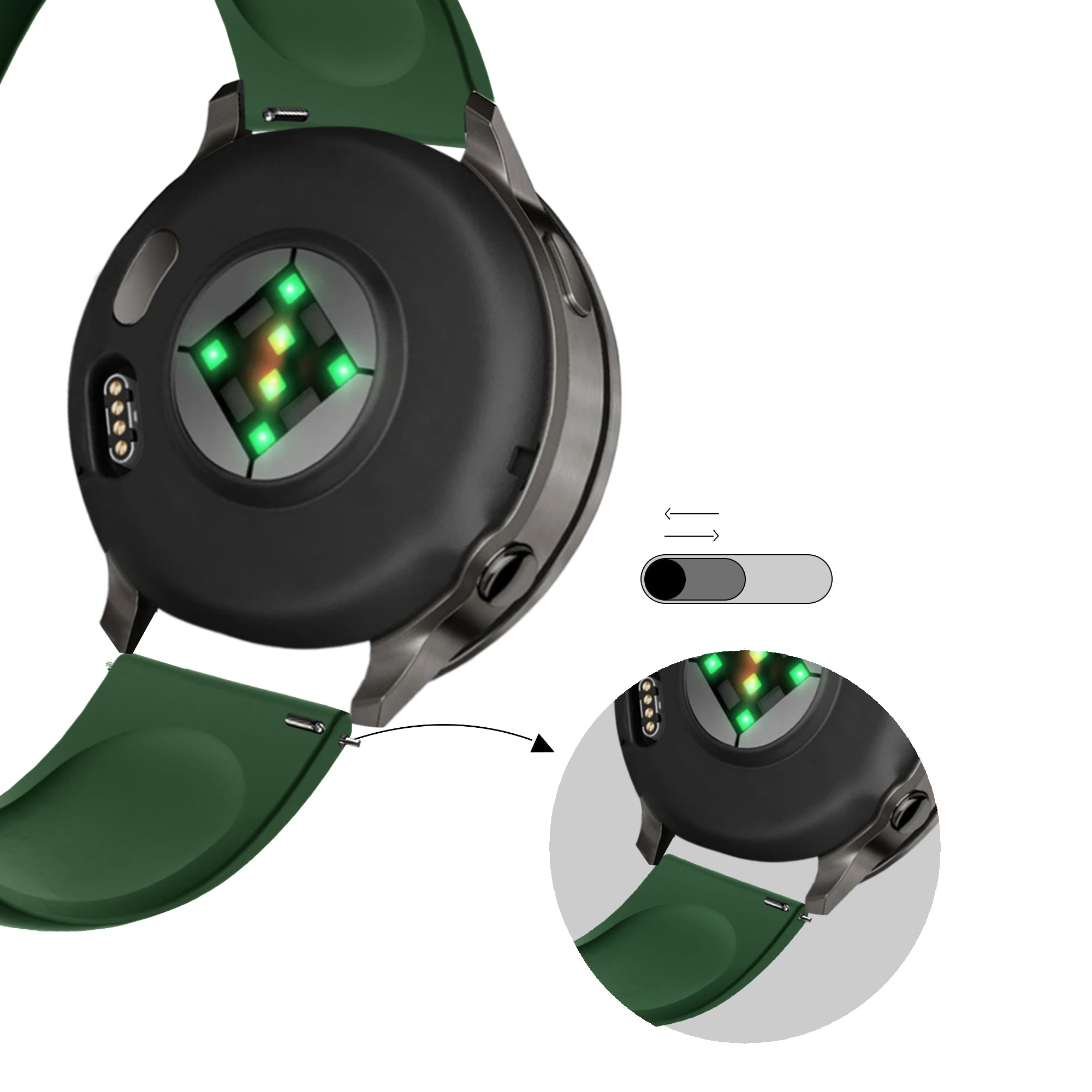 Bandz Garmin Vivoactive 4s Sportarmband 'Deluxe' (Armeegrün)