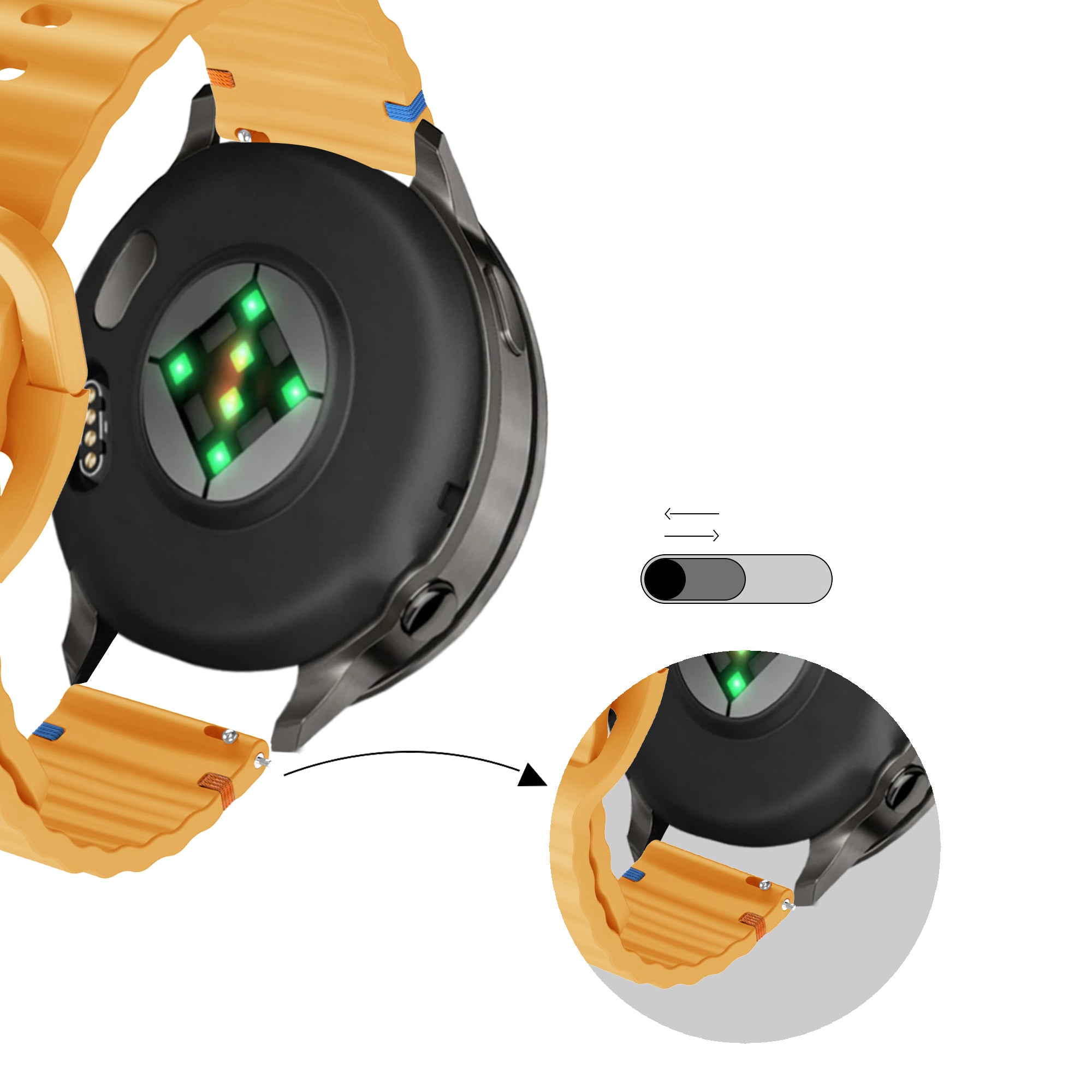 Bandz Garmin Forerunner 645 Silikonarmband 'Wave' (Dunkelgelb)