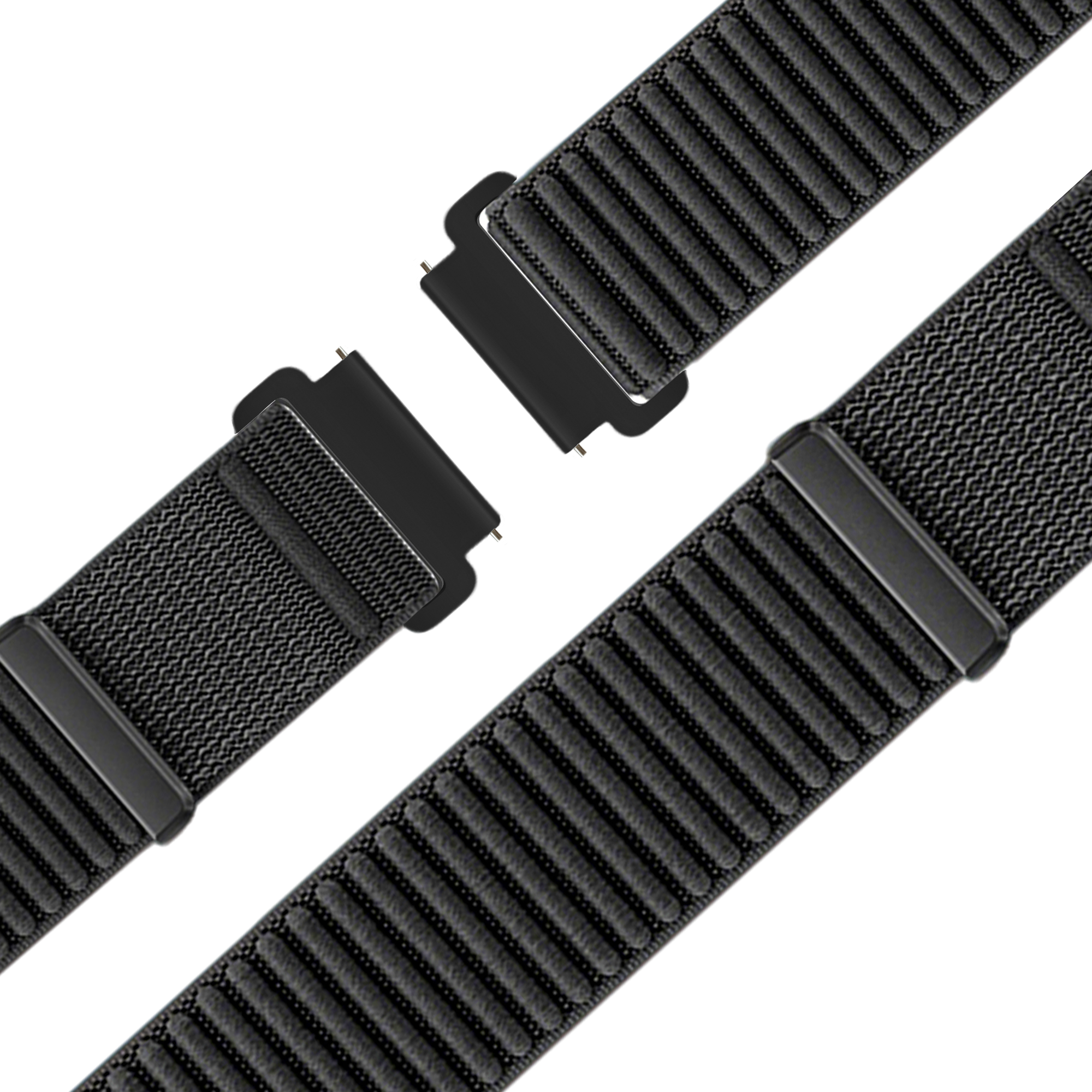 Bandz Garmin Forerunner 570 - 42mm Nylonarmband 'Wave' (Schwarz)