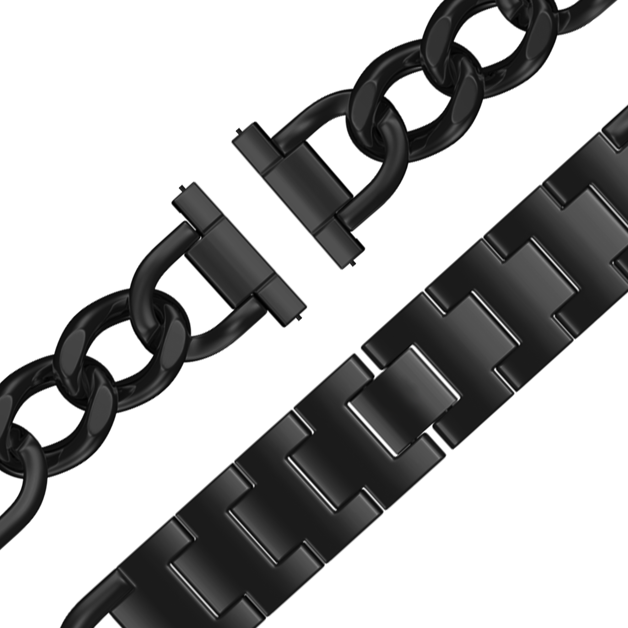 Bandz Garmin Forerunner 570 - 42mm Metallarmband 'Chains' (Schwarz)