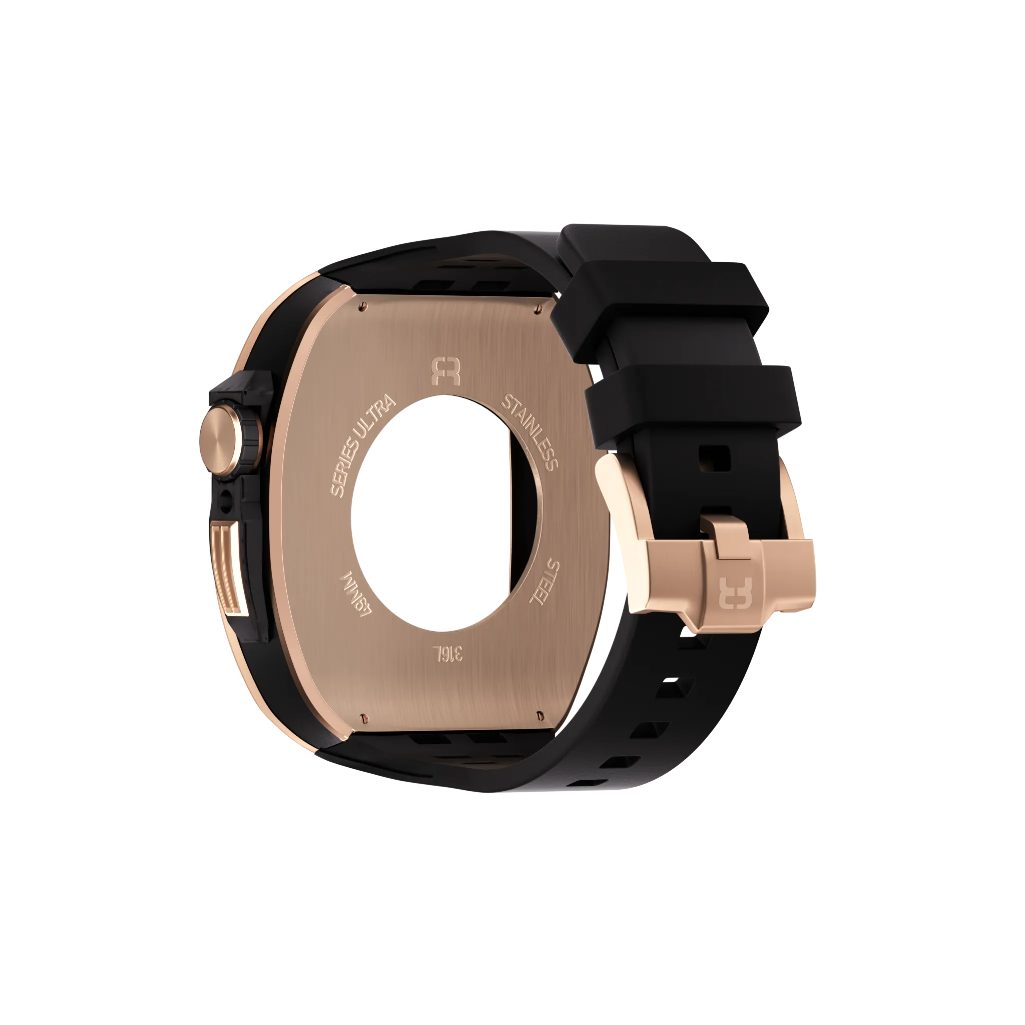 Reqior Apple Watch 45mm Polymer and Metal Case with Rubber Strap (Rose Gold)