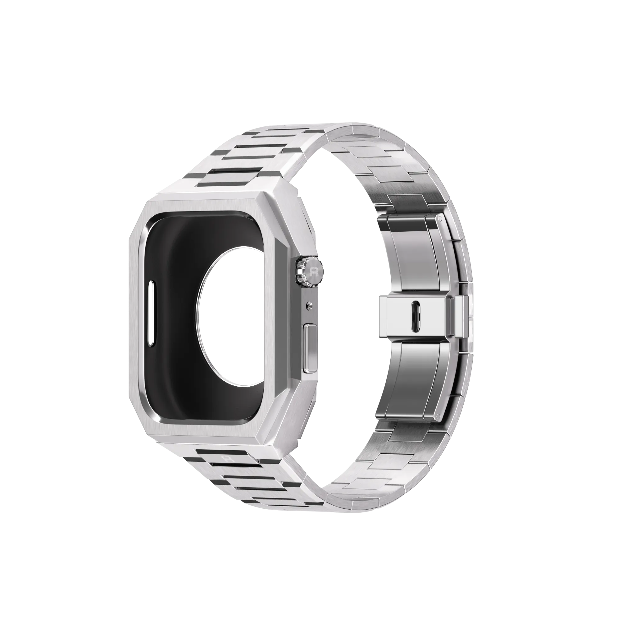 Reqior Apple Watch 45mm Hülle mit integriertem Stahlarmband 'Nautilus' (Silber)