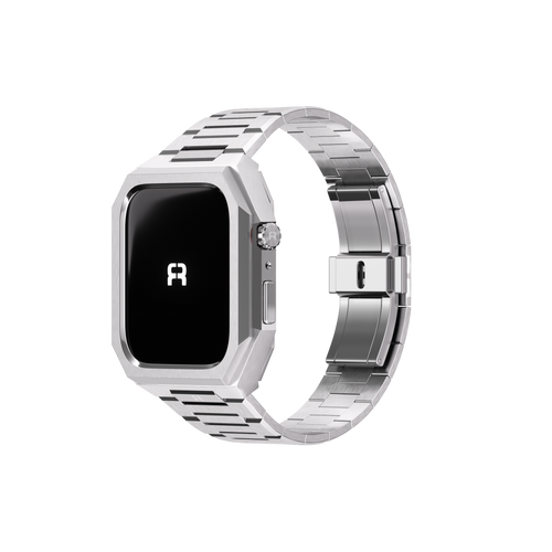 Reqior Apple Watch 45mm Hülle mit integriertem Stahlarmband 'Nautilus' (Silber)