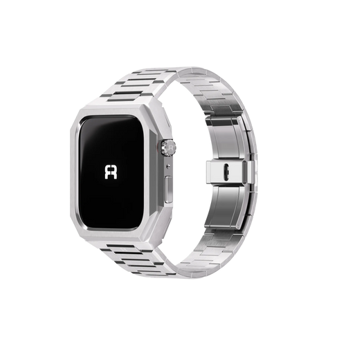 Reqior Apple Watch 45mm Hülle mit integriertem Stahlarmband 'Nautilus' (Silber)