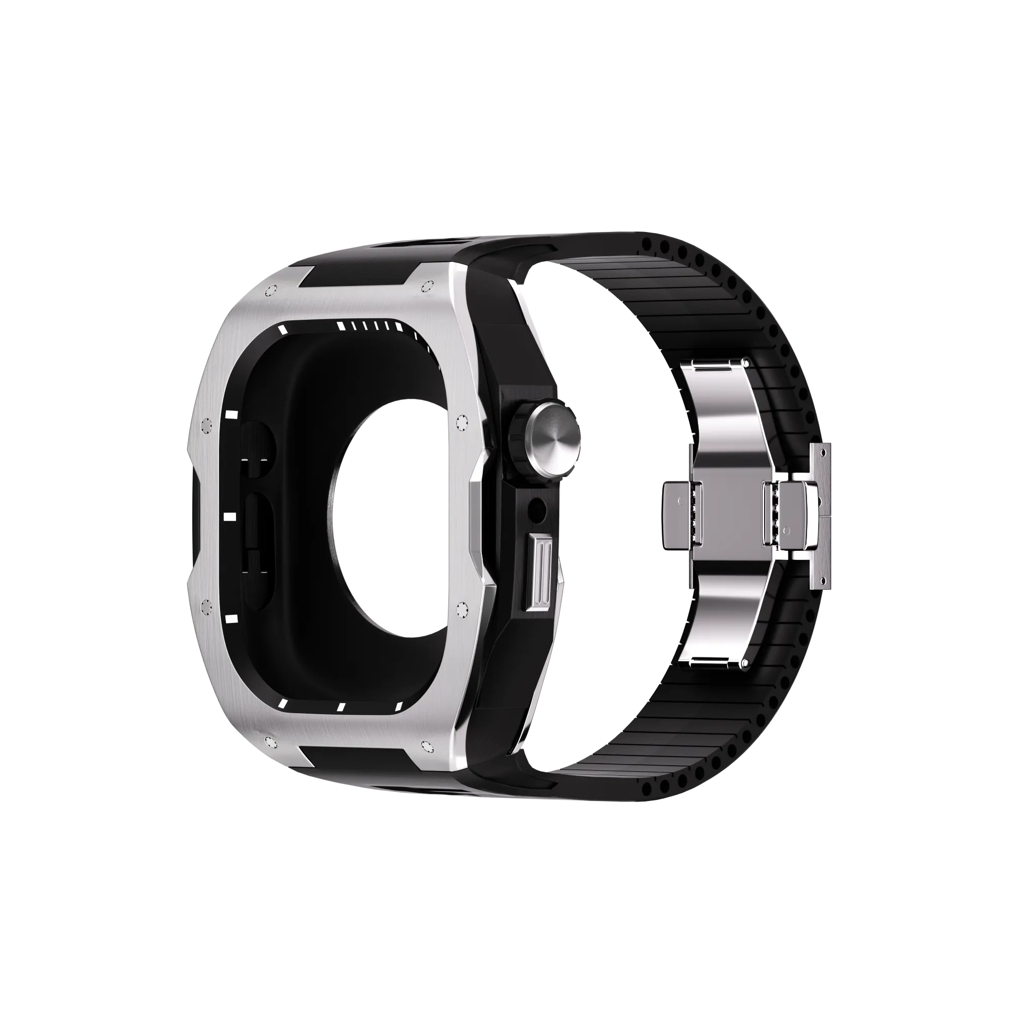 Reqior Apple Watch 45mm Case with Rubber Strap (Silver)