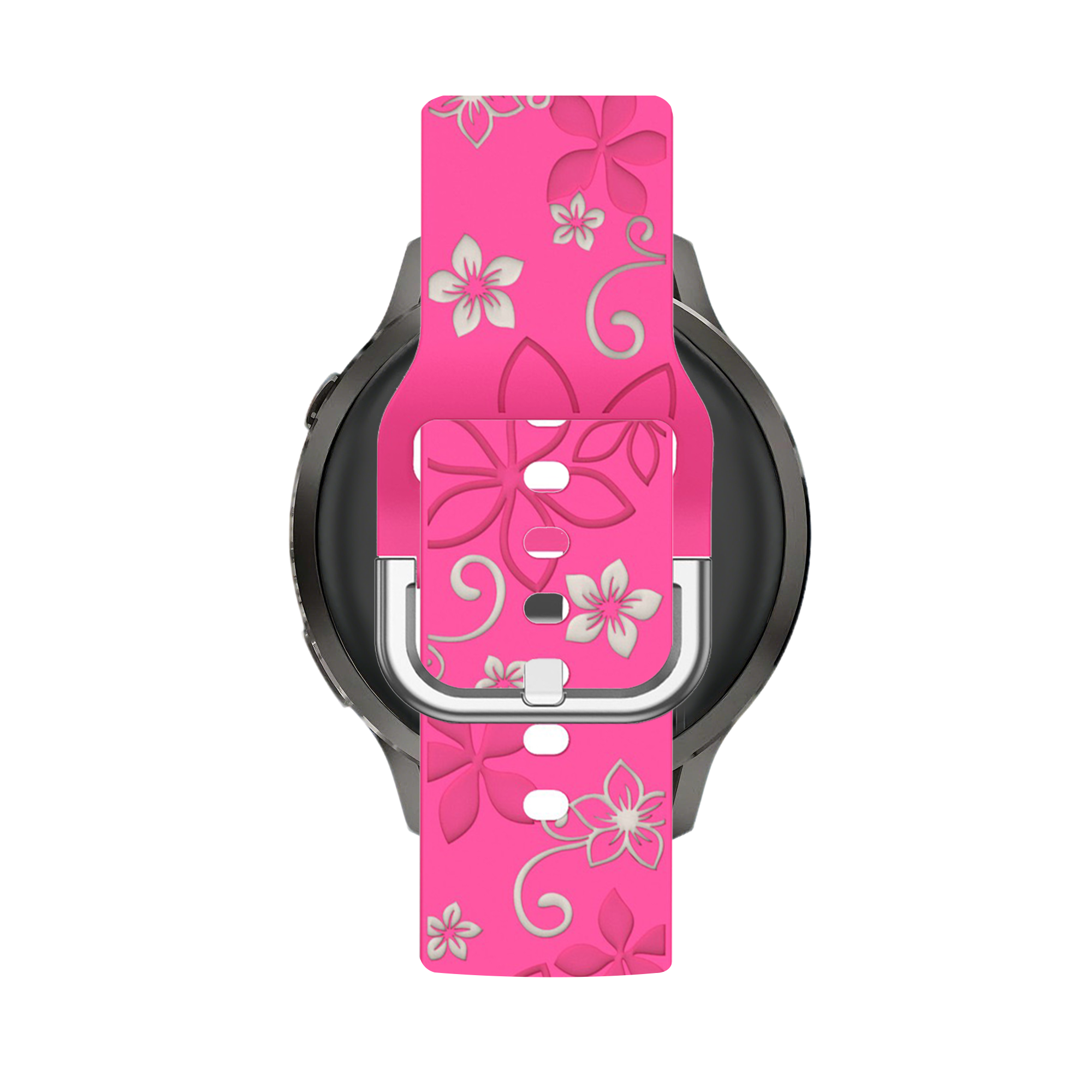 Bandz Garmin Venu 4 - 41mm Silikonarmband 'Flowers' (Knalliges Rosa/Polarstern)