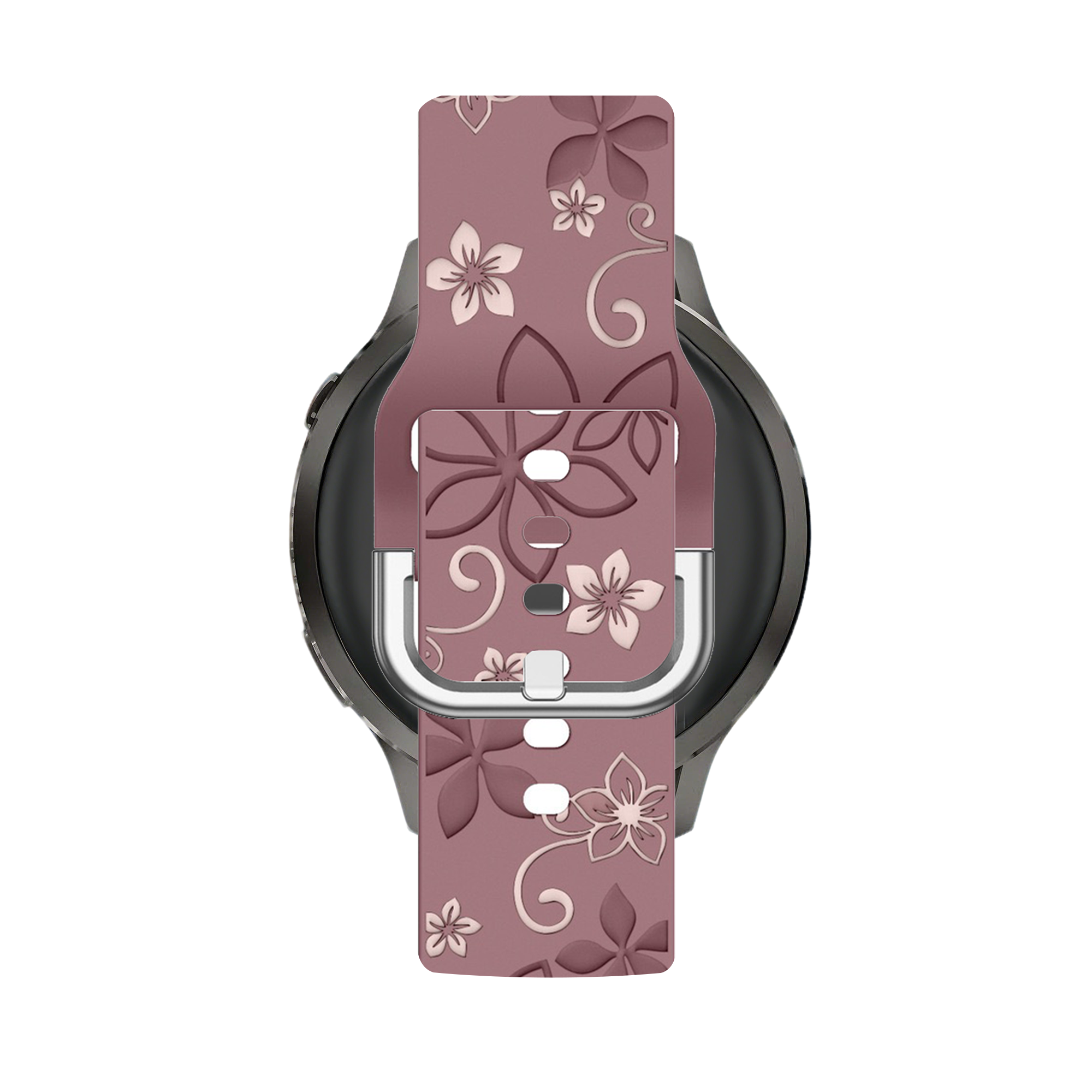 Bandz Garmin Venu 4 - 41mm Silikonarmband 'Flowers' (Rauchiges Lila/Hellrosa)