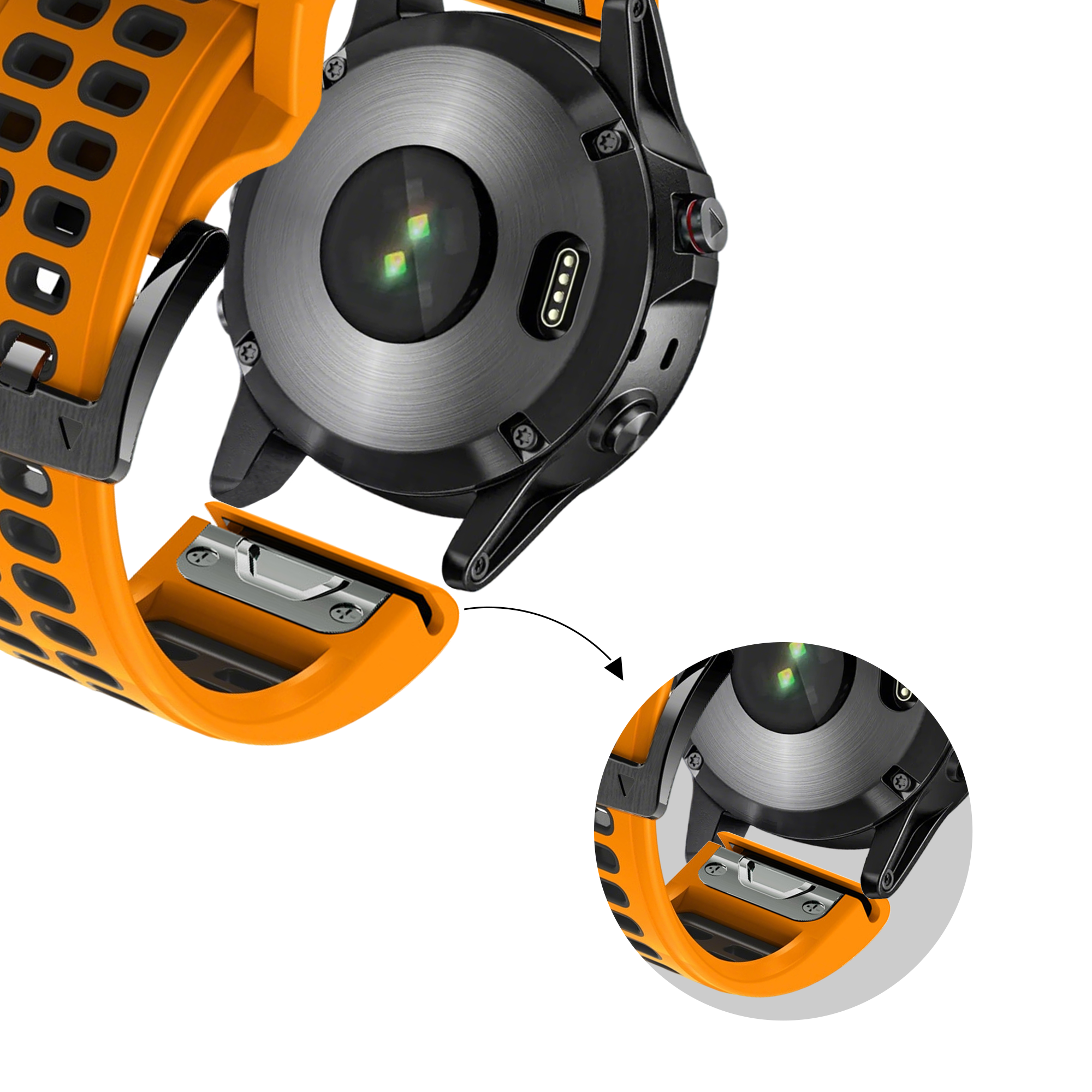 Bandz Garmin MARQ Schnalle Sportarmband (Orange/Schwarz)