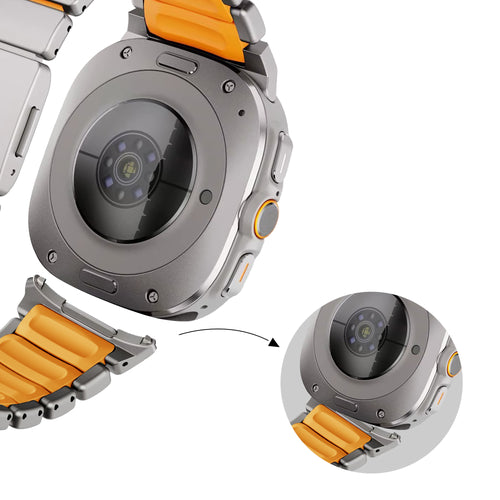 Bandz Samsung Galaxy Watch Ultra Titanarmband 'Hybrid' (Titan/Orange)