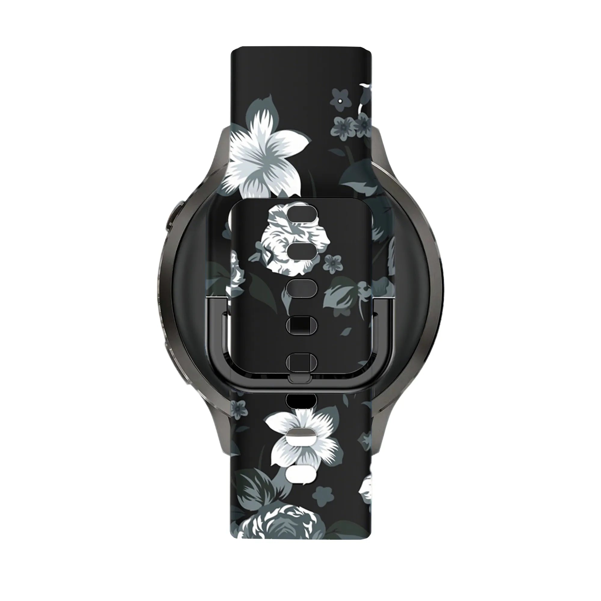 Bandz Garmin Vivoactive 4s Silikonarmband 'Grey Flower'