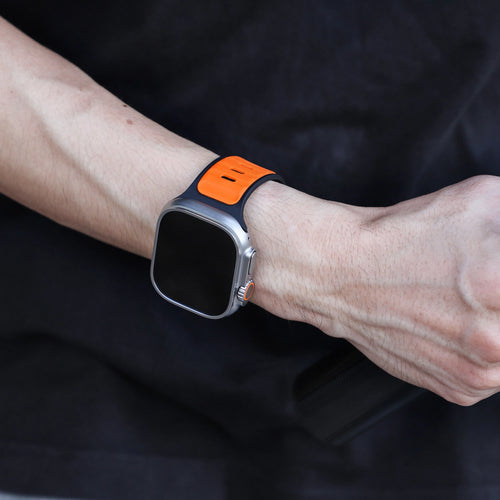 Apple Watch Premium Outdoor Silikonarmband (Orange/Schwarz)