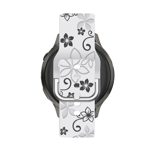 Bandz Garmin Vivoactive 4s Silikonarmband 'Flowers' (Weiß/Schwarz)