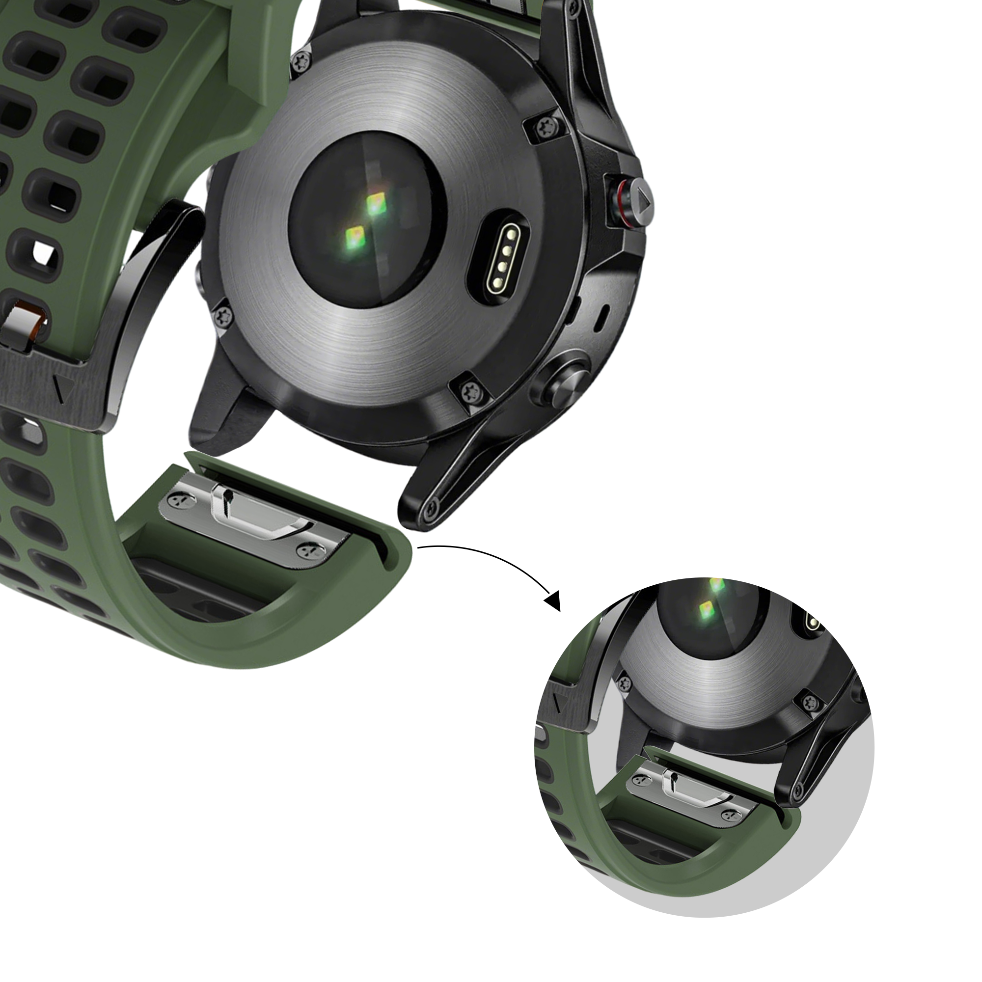 Bandz Garmin MARQ Schnalle Sportarmband (Grün/Schwarz)