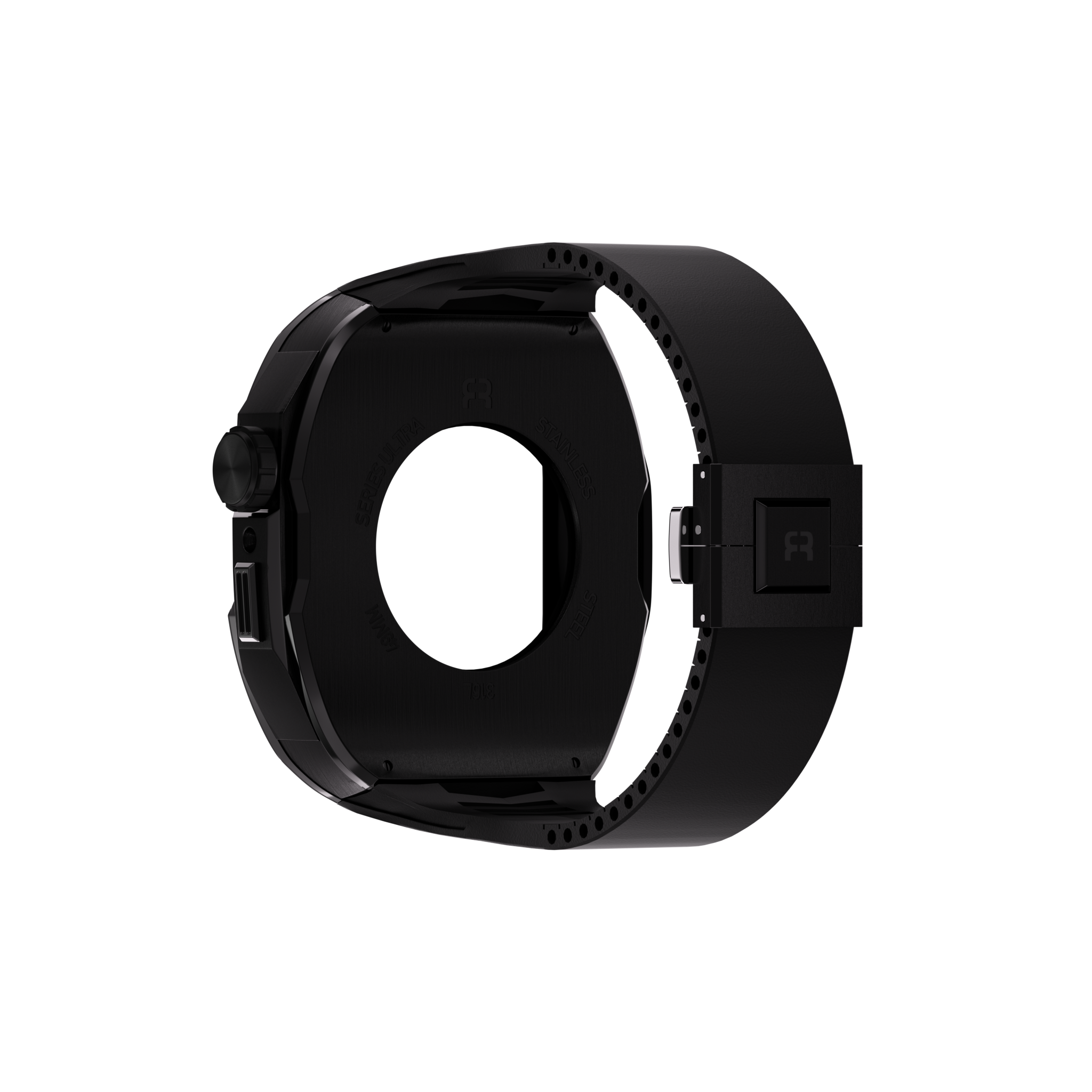 Reqior Apple Watch 45mm Case with Rubber Strap (Black)