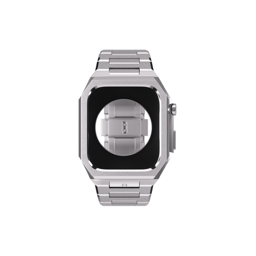 Reqior Apple Watch 45mm Hülle mit integriertem Stahlarmband 'Nautilus' (Silber)