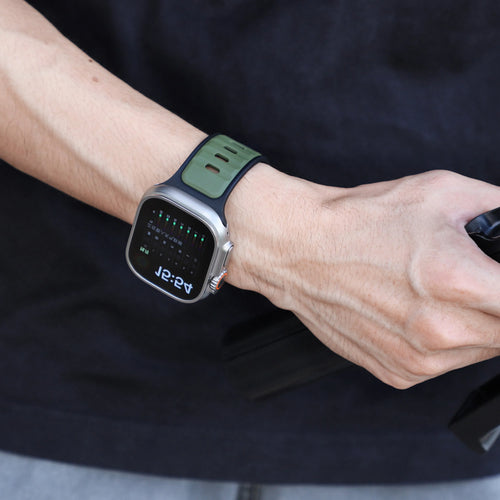 Apple Watch Premium Outdoor Silikonarmband (Armeegrün/Schwarz)